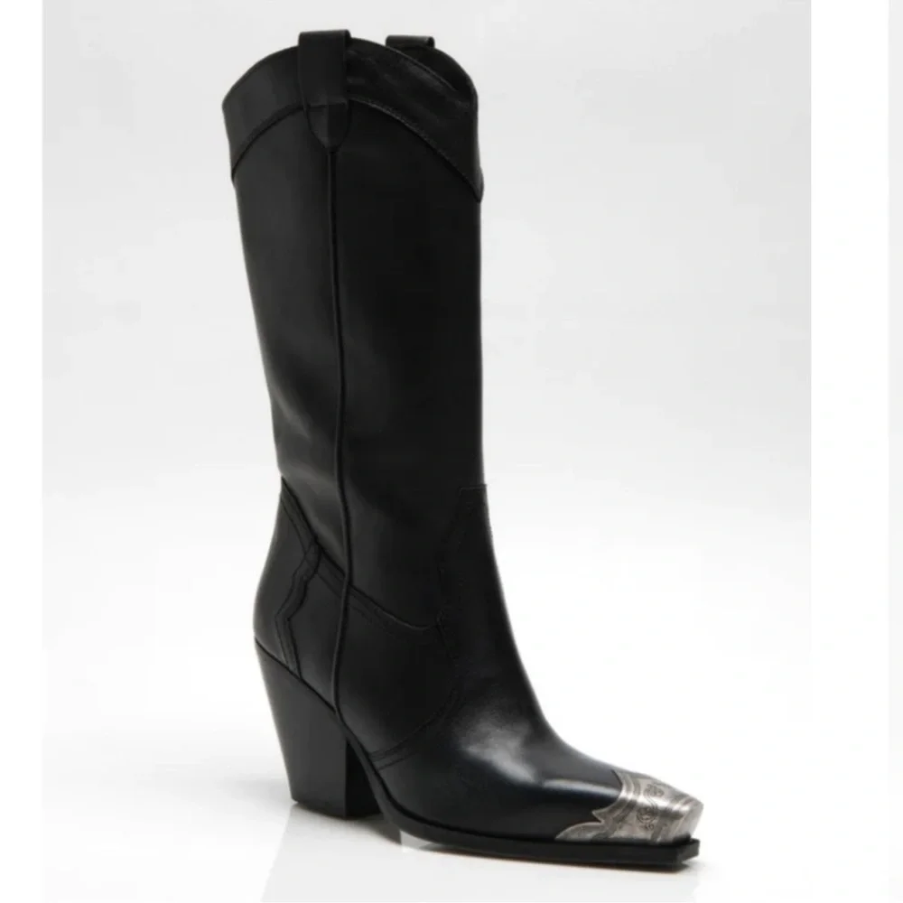 Free People Brayden Western Boots black leather.  Size 37.5 - Picture 8 of 15